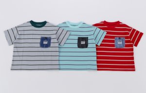 画像1: OCEAN&GROUND 　　デニムポケットマルチボーダーTシャツ (1)