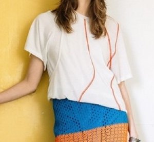 画像1: AULA AILA（アウラ アイラ）　レイヤードツイストデザインＴシャツ  01;WHITE 　 サイズ:0 (1)