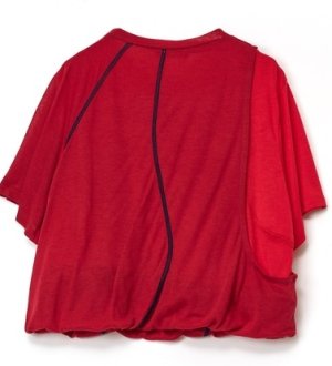 画像2: AULA AILA（アウラ アイラ）　レイヤードツイストデザインＴシャツ   60;RED 　 サイズ:0 (2)