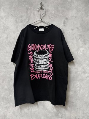 画像1: 30%off 2026春夏　 groovycolors　　テンジク GRAFFITI BURGER TEE　　2；黒 (1)