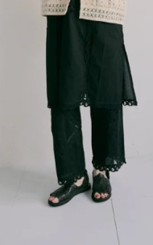 画像1: douxbleu　バテンレースパンツ　99；ブラック　  サイズ；FREE (1)