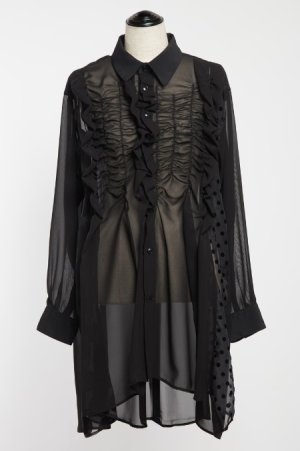 画像1: gomme 　シャーリングシャツ　　　1；黒　サイズ；M (1)