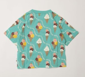 画像2: MakeYourDay　デリシャスアイス総柄半袖Tシャツ　（ジュニアサイズ）　　カラー；グリーン　サイズ；150 (2)