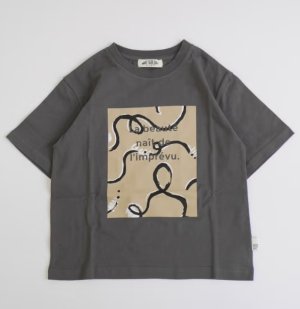 画像1: MakeYourDay　うにょうにょプリント半袖Tシャツ　(ジュニアサイズ)　カラー；チャコール　　サイズ；160 (1)