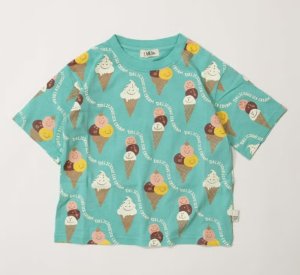 画像1: MakeYourDay　デリシャスアイス総柄半袖Tシャツ　（ジュニアサイズ）　　カラー；グリーン　サイズ；150 (1)