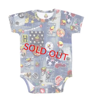 画像1: MY FIRST HYSTERIC 　　SCRATCH DENIM 総柄 半袖ロンパース　　　 49；インディゴ (1)