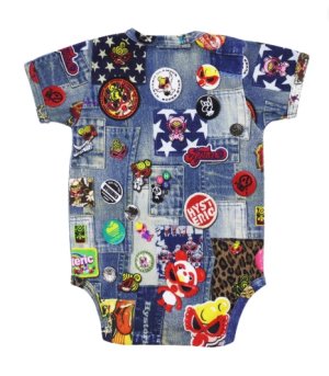 画像2: MY FIRST HYSTERIC 　　SCRATCH DENIM 総柄 半袖ロンパース　　　 49；インディゴ (2)