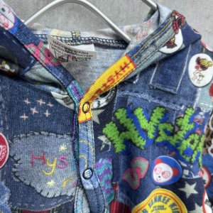 画像3: MY FIRST HYSTERIC 　フェイスロゴTシャツ＆デニム総柄ロンパースセット　　10；ブラック　サイズ；80 (3)