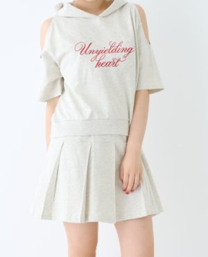 画像2: LOVEtoxic ラブトキシック　　【LTXC/綿100%】オープンショルダー半袖ミニ裏セットアップ　 89；シロ杢 (2)