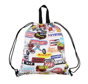 画像2: Hystericmini  MOTOR BABY総柄 体操着入れ　　14；ブラック系 (2)