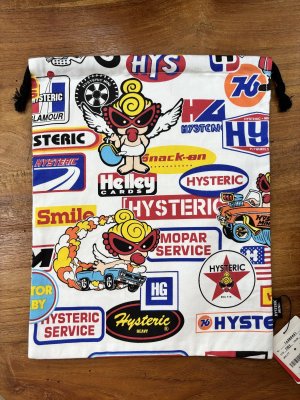 画像1: Hystericmini  　巾着袋(大)　　04；ホワイト系 (1)