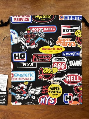 画像2: Hystericmini  　巾着袋(大)　　14；ブラック系 (2)