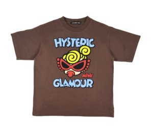 画像1: Hystericmini　　 MINI FACE WITH SPEECH BALLOON 半袖Tシャツ　　70；ブラウン (1)