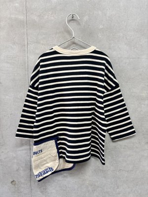 画像3: 2026秋冬 　DENIMDUNGAREE　  ボーダーテンジク エプロンツキ L/S TEE　　1；白 (3)