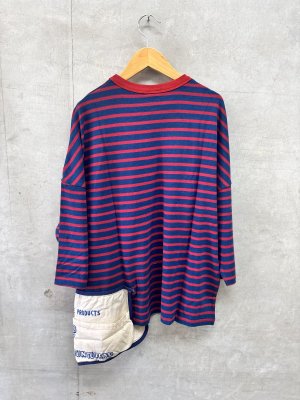 画像3: 2026秋冬 　DENIMDUNGAREE　  ボーダーテンジク エプロンツキ L/S TEE　　4；紺 (3)