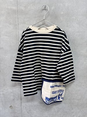 画像1: 2026秋冬 　DENIMDUNGAREE　  ボーダーテンジク エプロンツキ L/S TEE　　1；白 (1)