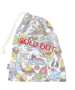 画像1: Hystericmini　　BAND WAGON 総柄 綿オックス 巾着　　04；ホワイト (1)