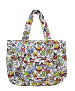 画像1: Hystericmini　　BAND WAGON総柄 ペアレンツバッグ　　04；ホワイト (1)