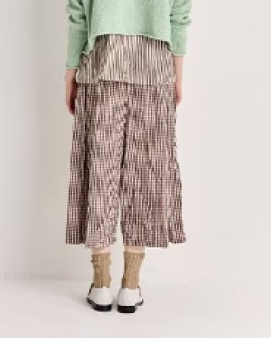 画像2: Veritecoeur　 ワイドクロップドパンツ　 BROWN×ECRU CHECK　サイズ；F (2)