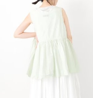 画像2: Veritecoeur　ノースリーブギャザートップス　MINT GREEN    サイズ；F (2)