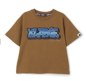画像1: XLARGE KIDS　グラデーションロゴ刺しゅう半袖Tシャツ　　21；茶 (1)