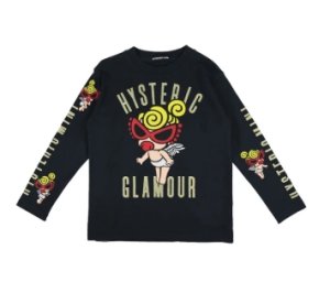 画像1: MY FIRST HYSTERIC MINI    GLITTERING ANGEL MINI 長袖Tシャツ　10；ブラック (1)