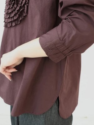 画像5: doux bleu　100Sポプリン フリルブザムブラウス　　81;ライトグレー　サイズ；FREE (5)