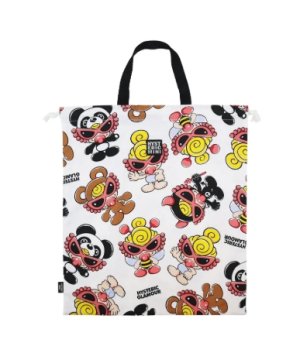 画像1: Hystericmini　　PLUMP MINI 総柄 綿オックス 体操着入れ　　04；ホワイト系 (1)