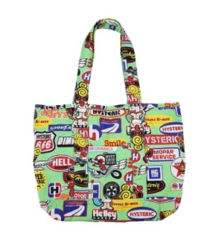 画像2: Hystericmini　　MOTOR BABY 総柄 横長トートバッグ　54；グリーン系 (2)