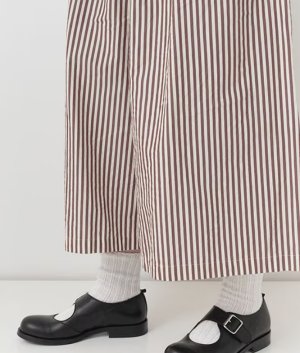 画像3: Veritecoeur　ワイドクロップドパンツ　 BROWN×ECRU STRIPE　サイズ；F (3)
