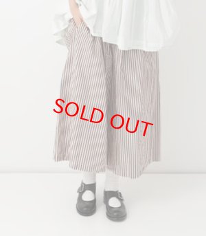 画像1: Veritecoeur　ワイドクロップドパンツ　 BROWN×ECRU STRIPE　サイズ；F (1)