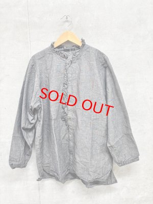 画像1: ヴァンブラン vent blanc　コットンフリルシャツチュニック　カラー；黒　サイズ；F　　 (1)