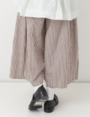 画像2: Veritecoeur　ワイドクロップドパンツ　 BROWN×ECRU STRIPE　サイズ；F (2)