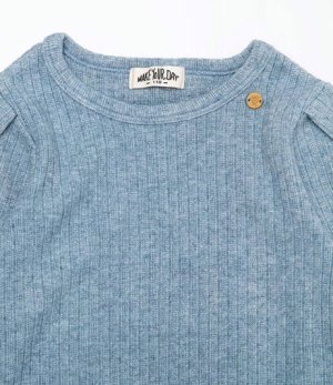 画像3: MakeYourDay　ラメ入りリブパフスリーブ長袖Tシャツ(ジュニアサイズ)　カラー；サックス (3)