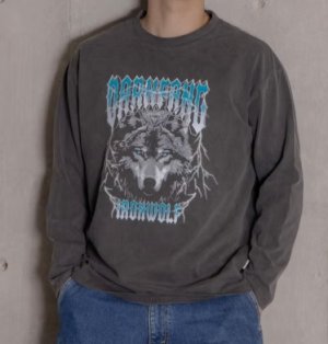 画像3: MakeYourDay　アイアンウルフロック長袖Tシャツ 　カラー；チャコール (3)