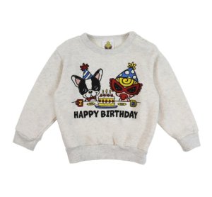 画像1: MY FIRST HYSTERIC MINI    HAPPY BIRTHDAY TO YOU 裏毛トレーナー　　16；オートミール (1)