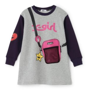 画像1: X-girl kids 　トロンプルイユミニワンピース  85;グレー (1)
