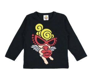 画像1: MY FIRST HYSTERIC MINI    ANGEL MINI WITH A HEART 長袖Tシャツ　　10；ブラック (1)