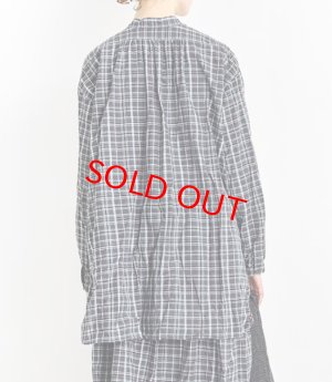 画像2: Veritecoeur　ヘンリーネックシャツ 　NAVY CHECK      サイズ；F (2)