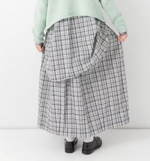 画像2: Veritecoeur　バレルスカート  GRAY CHECK　  サイズ；F (2)