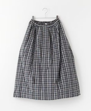 画像1: Veritecoeur　バレルスカート  NAVY CHECK　  サイズ；F (1)