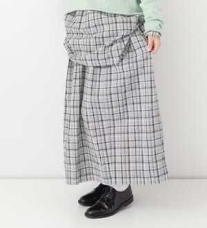 画像1: Veritecoeur　バレルスカート  GRAY CHECK　  サイズ；F (1)