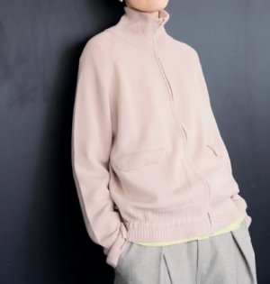 画像1: YARRA NEU　メリノウールジップアップニットブルゾン　　21；ライトベージュ　サイズ；FREE (1)