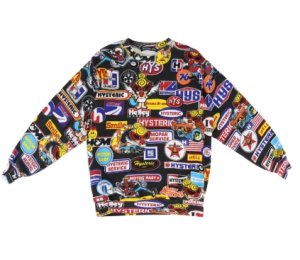 画像1: MY FIRST HYSTERIC MINI    MOTOR BABY 総柄 裏毛トレーナー　　14；ブラック系 (1)