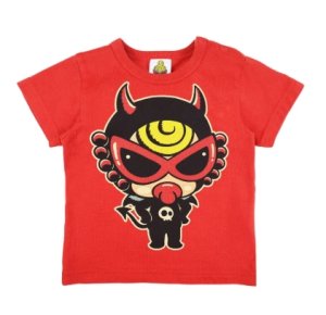画像1: MY FIRST HYSTERIC MINI 　 DEVILKIN 羽付き 半袖Tシャツ　　20；レッド　サイズ；90 (1)
