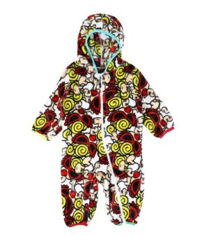 画像1: HYSTERIC MINI 　MINI 総柄 マイクロフリース カバーオール　　04；ホワイト系　　サイズFREE(70‐80cm) (1)