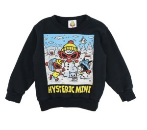 画像1: MY FIRST HYSTERIC MINI 　LET'S MAKE A SNOWMAN WITH J 裏毛トレーナー　　10；ブラック (1)
