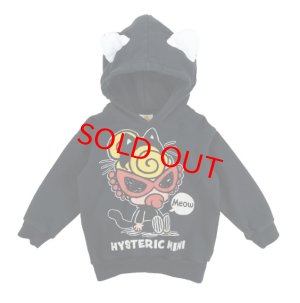 画像1: MY FIRST HYSTERIC MINI 　MEOW MINI 耳付き 裏毛パーカー　　10；ブラック　サイズ；90 (1)