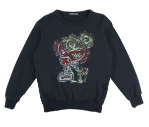 画像1: HYSTERIC MINI 　PASTEL MINI スパンコール刺繍 裏毛トレーナー　10；ブラック　　 (1)