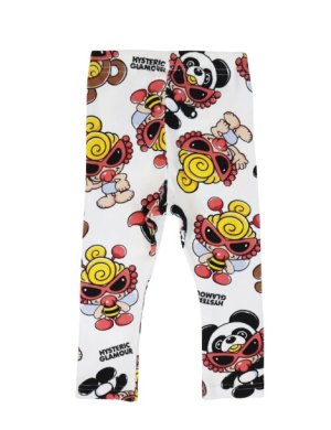 画像2: HYSTERIC MINI 　PLUMP MINI 総柄 10分丈レギンス　　04；ホワイト系 (2)